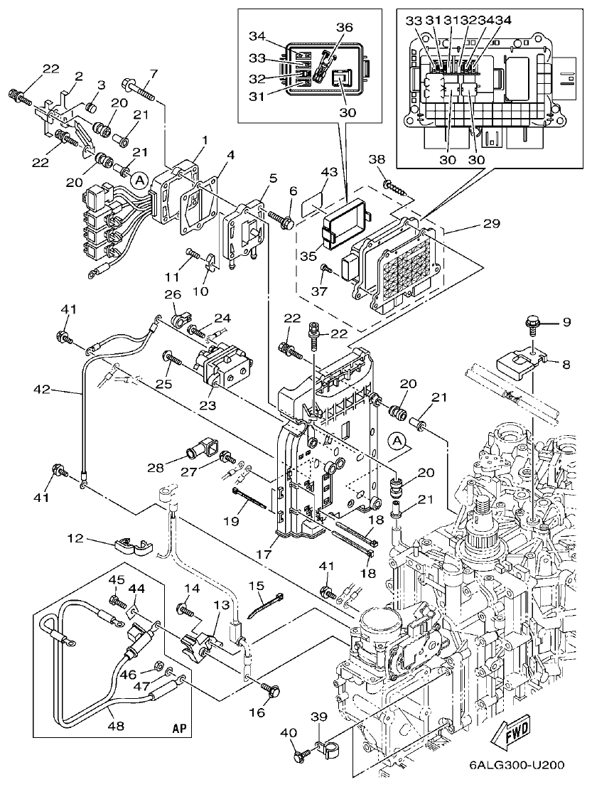 Yamaha F250HET, FL250HET ELECTRICAL 3 parts diagram